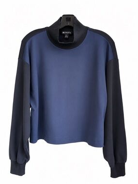 Athleta Colorblock Mock Neck Pullover Sweatshirt Women’s M Navy Black Athleisure